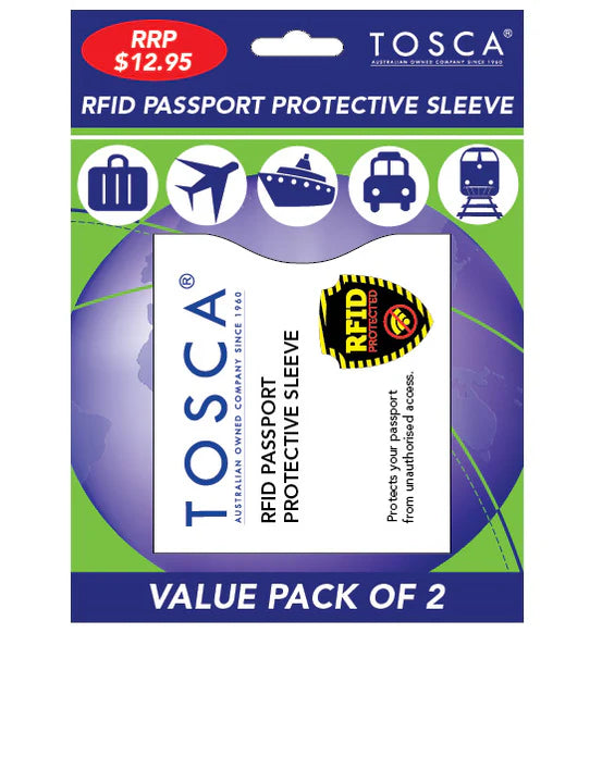 Tosca RFID Passport Protective Sleeve - Black
