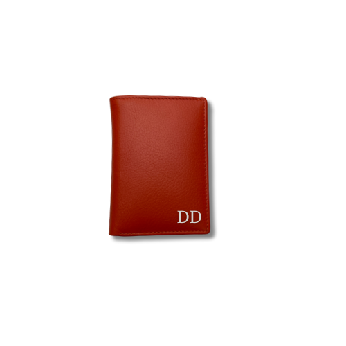 ORAN LEATHER RFID ZIP CARD HOLDER ORANGE