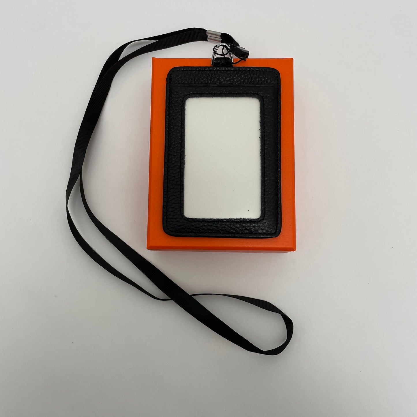 PROMENADE LEATHER ID LANYARD CARD HOLDER BLACK