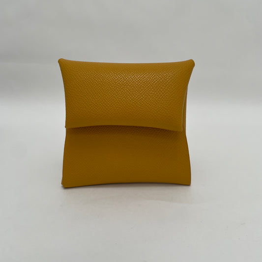 PROMENADE LEATHER SQUARE CARD HOLDER YELLOW