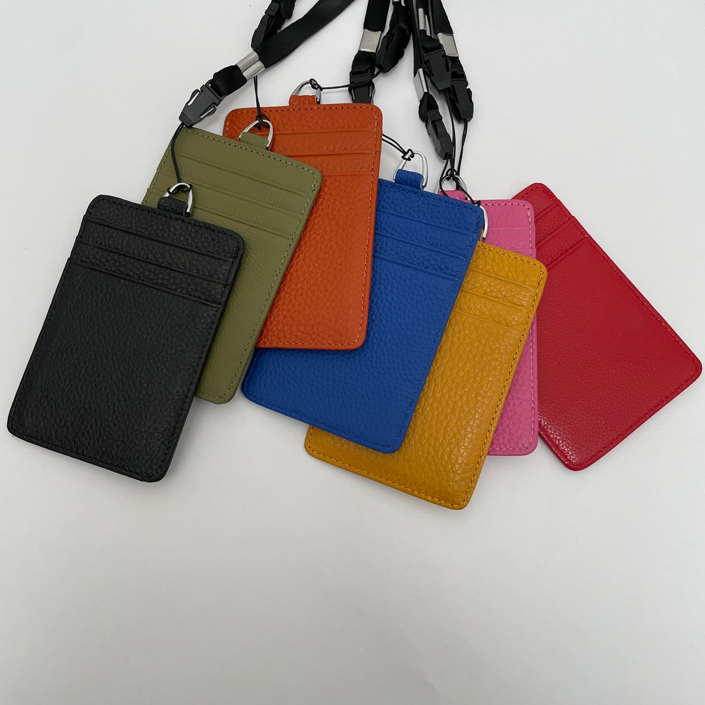 PROMENADE LEATHER ID LANYARD CARD HOLDER BLACK