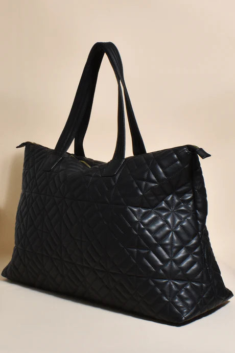 ADORNE LOZZY QUILTED OVERNIGHT BAG BLACK