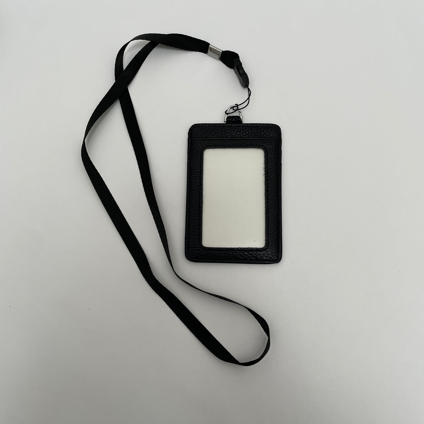 PROMENADE LEATHER ID LANYARD CARD HOLDER BLACK