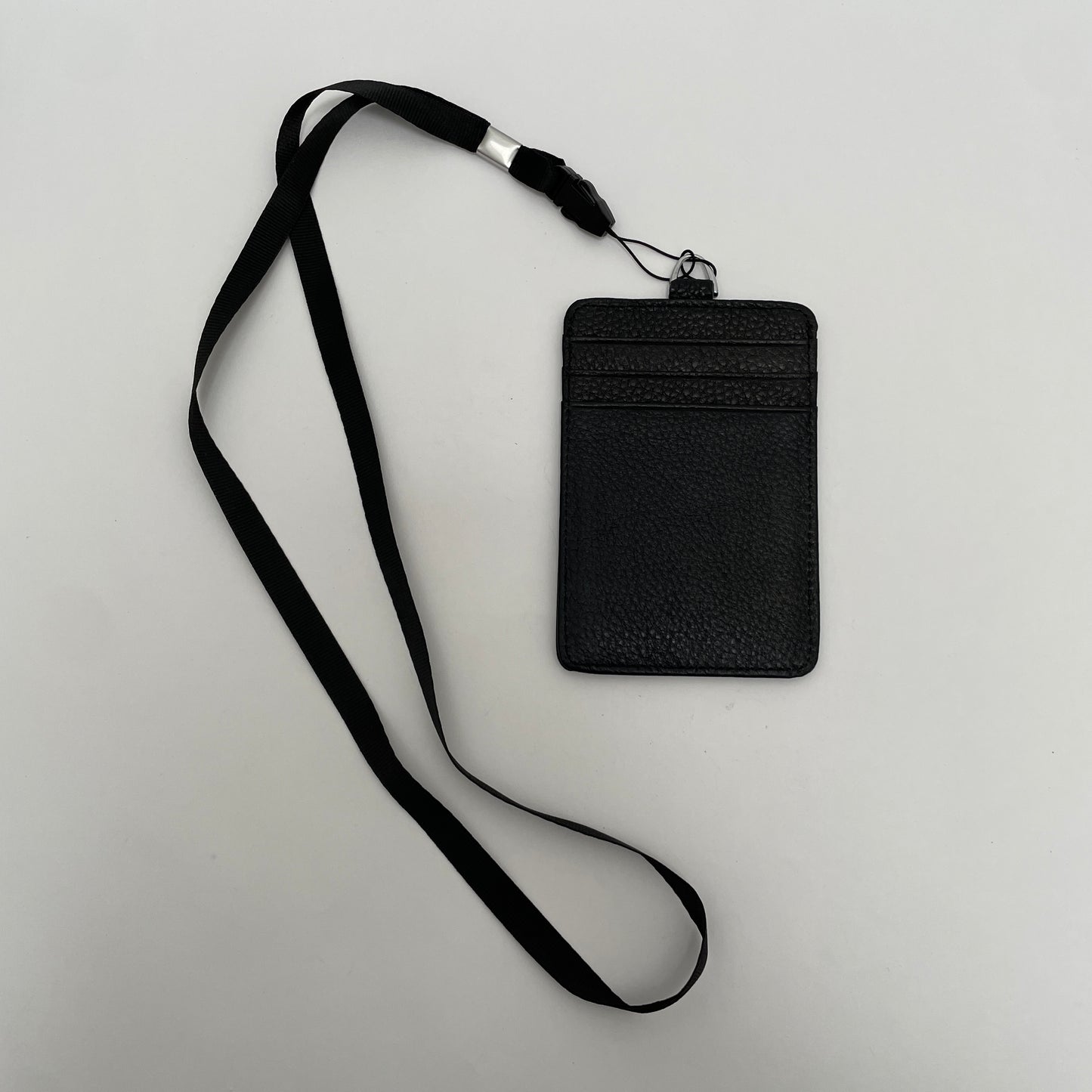PROMENADE LEATHER ID LANYARD CARD HOLDER BLACK