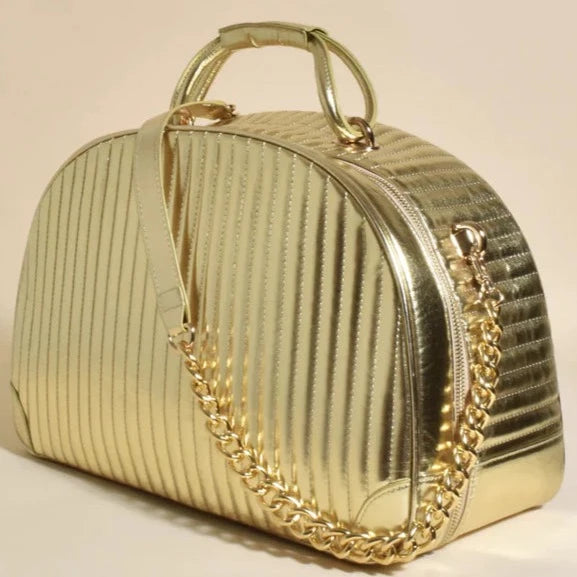 ADORNE HOLLY QUILTED OVERNIGHT BAG GOLD