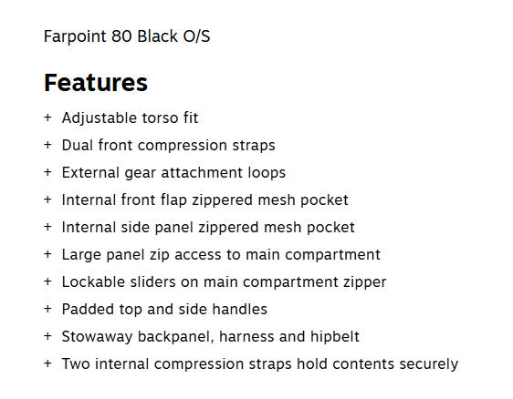 OSPREY FARPOINT 80 BLACK