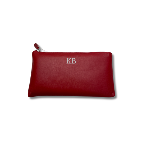 ORAN LEATHER COSMETIC POUCH RED