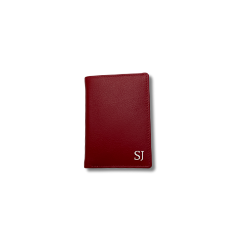 ORAN LEATHER RFID ZIP CARD HOLDER RED