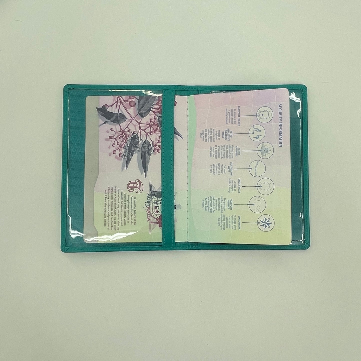ORAN LEATHER RFID PASSPORT COVER AQUA