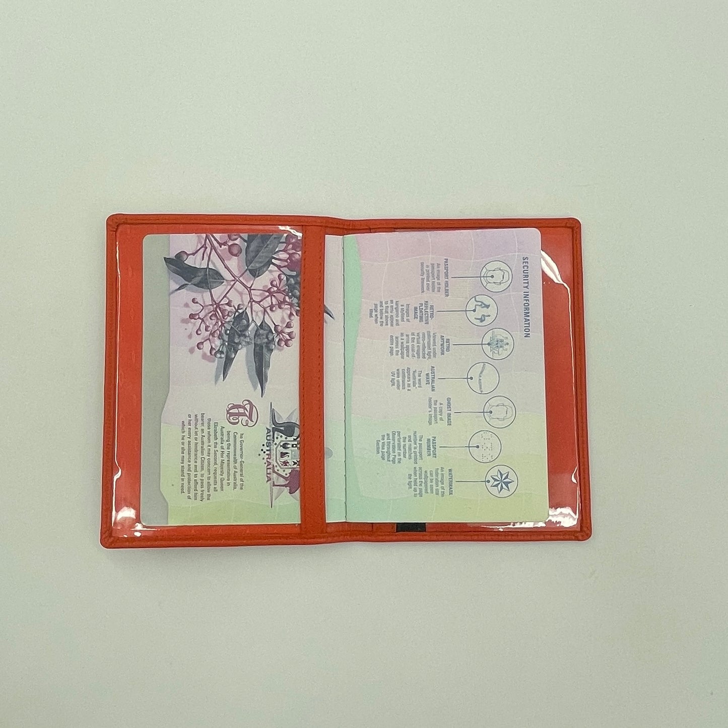 ORAN LEATHER RFID PASSPORT COVER ORANGE