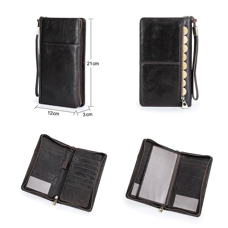 CONTACTS LEATHER PASSPORT WALLET COFFEE