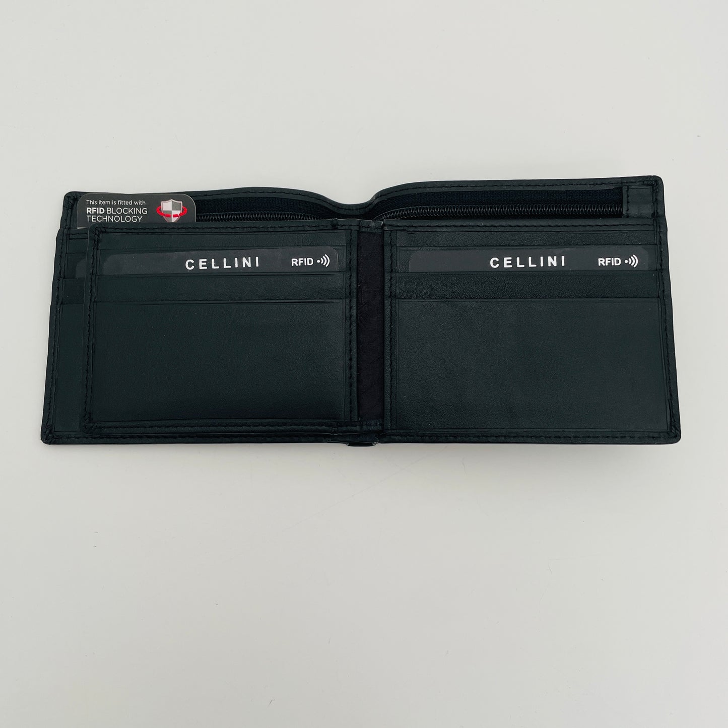 CELLINI SHELBY RFID TRI FLAP LEATHER WALLET BLACK